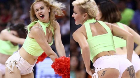 中澳男篮对抗赛啦啦队风采 赛场靓丽风景线