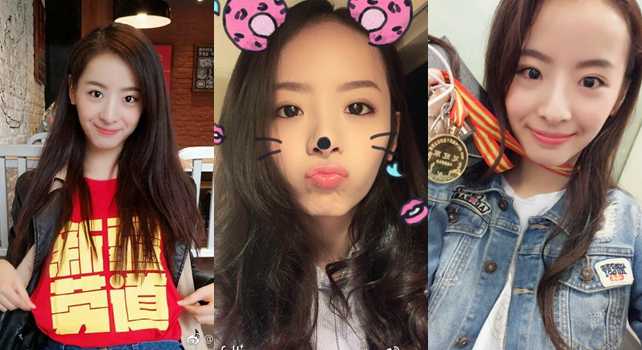 孙桐林女友面对镜头露出温柔恬静的浅笑，眉眼如画，一头秀发更显邻家女孩的清新气质