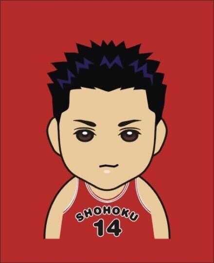 宫城良田Q版头像，标志性的卷发和耳钉格外醒目，他露出自信而狡黠的微笑，仿佛下一秒就要用他电光火石般的速度过掉防守球员。