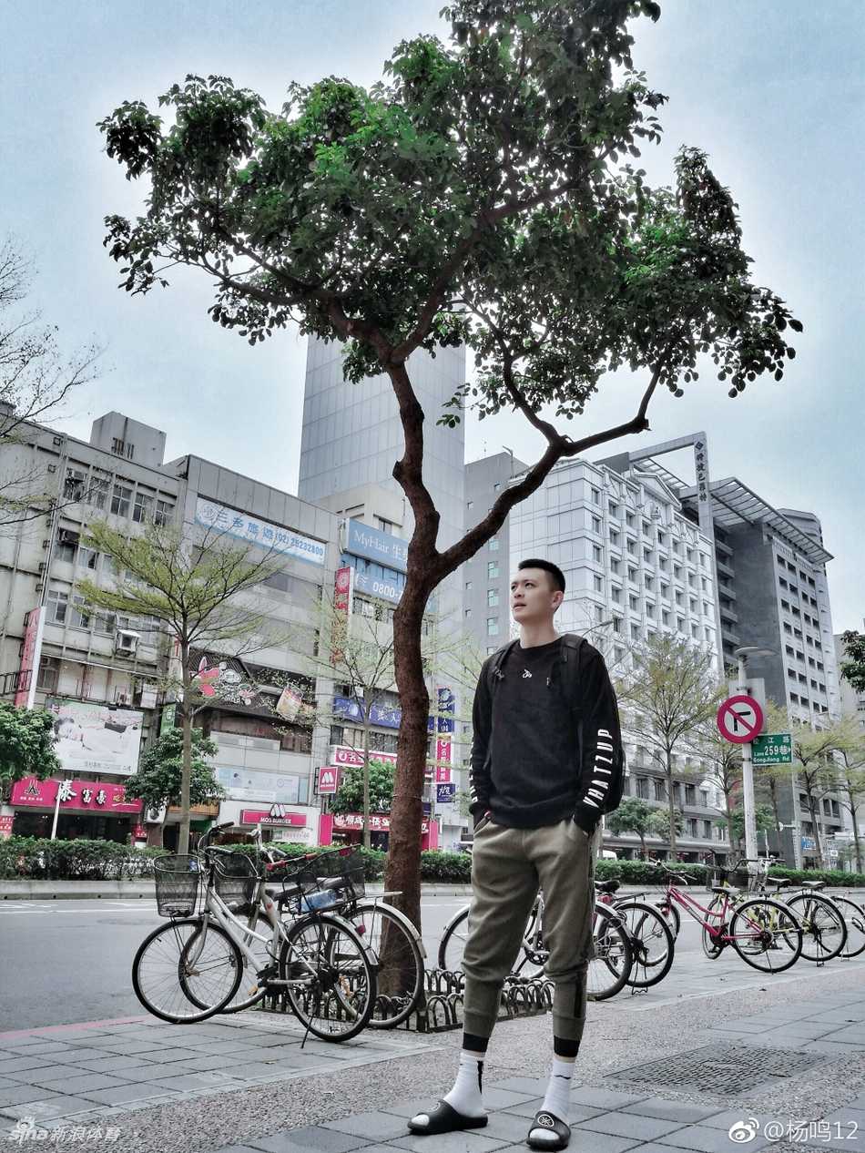 杨鸣置身于流光溢彩的台北夜市街头，俊朗的侧脸在璀璨灯火映照下更显立体，仿佛偶像剧男主角穿越到了充满烟火气的现实世界。