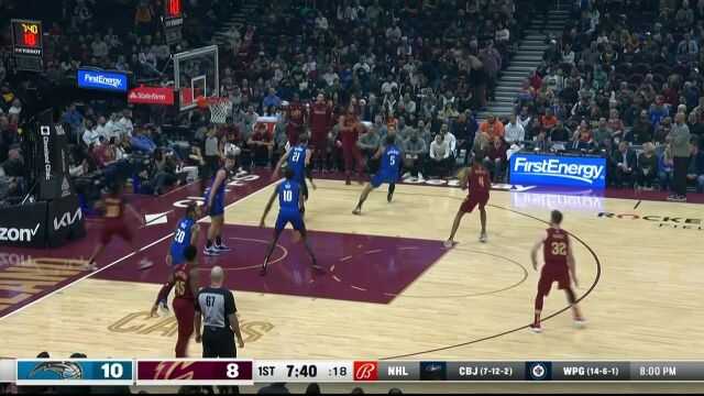 骑士vs魔术惊现直播事故 米切尔42分哈登26分